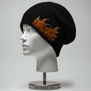 Шапка біні "З вогнем" унісекс з принтом ВСІ розміри