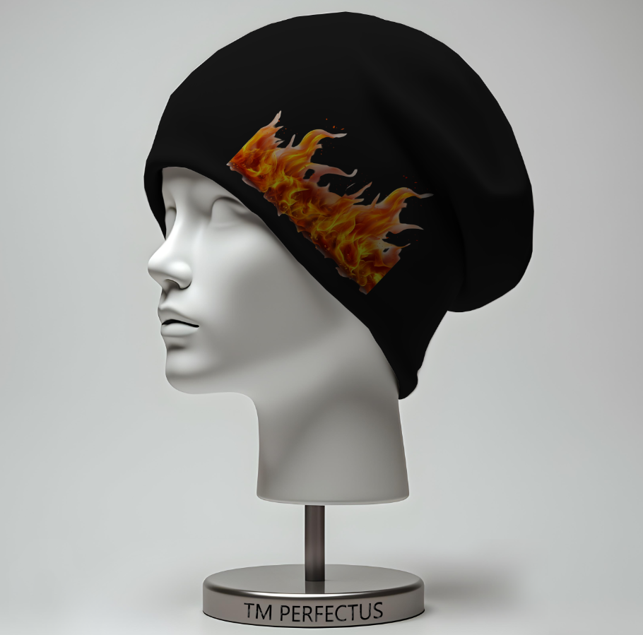 Шапка біні "З вогнем" унісекс з принтом ВСІ розміри