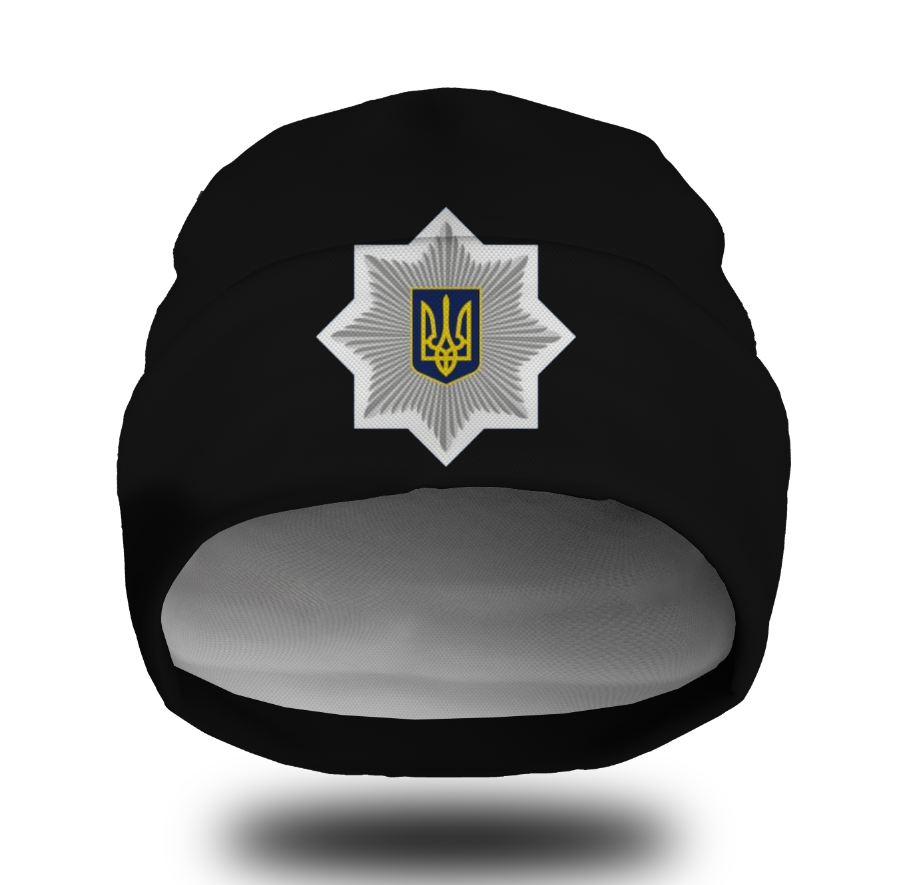 Шапка біні "Емблема знак поліція" унісекс з принтом ВСІ розміри