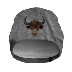 Шапка біні "Голова бика роги" унісекс з принтом ВСІ розміри