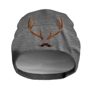 Шапка біні "Вуса та роги оленя" унісекс з принтом ВСІ розміри