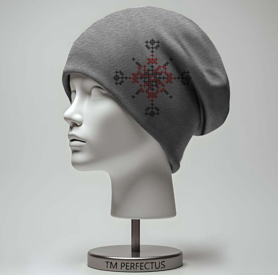 Шапка біні "Вишиванка закодоване ім'я Сергій орнаменти" унісекс з принтом ВСІ розміри