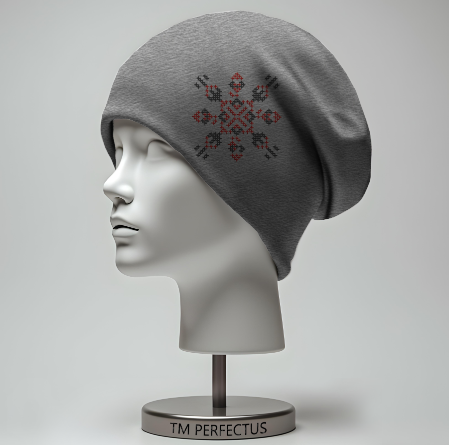 Шапка біні "Вишиванка закодоване ім'я Владислав орнаменти" унісекс з принтом ВСІ розміри