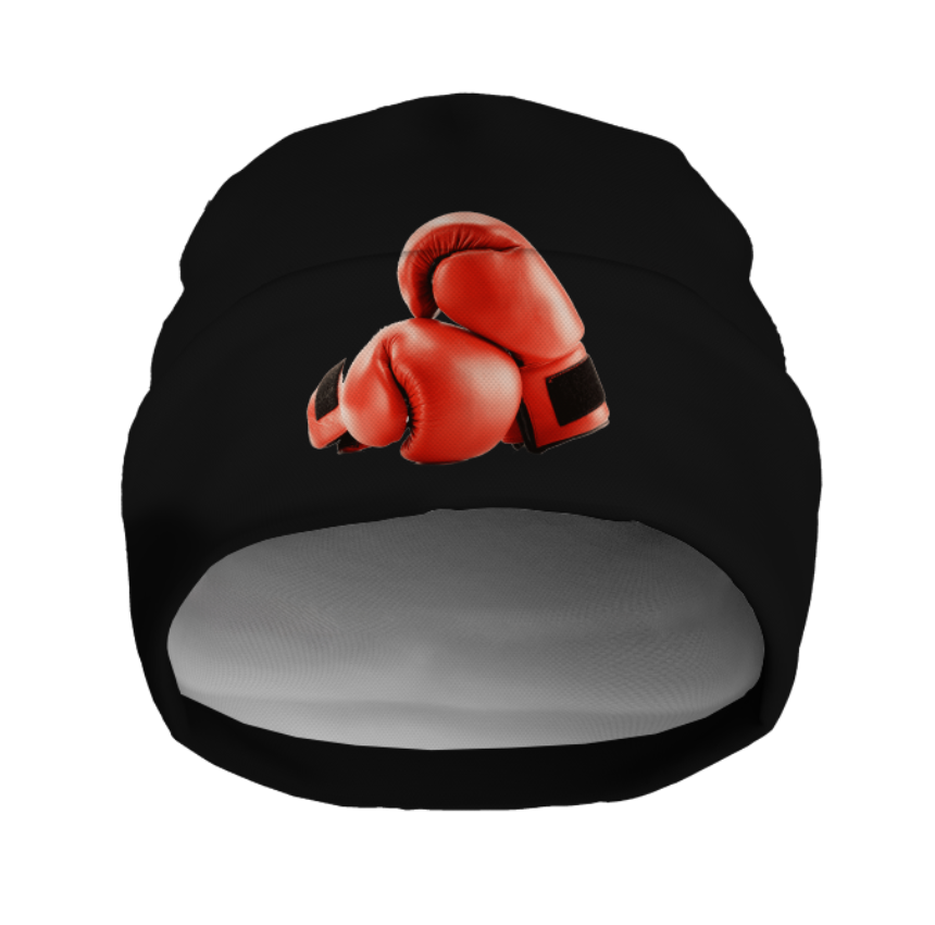 Шапка біні "Боксерські червоні перчатки спорт бокс" унісекс з принтом ВСІ розміри