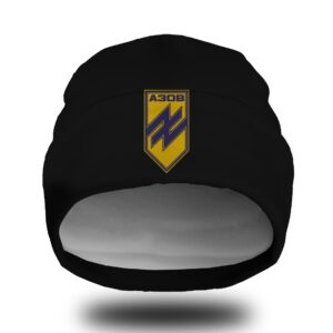 Шапка біні "АЗОВ емблема знак ЗСУ" унісекс з принтом ВСІ розміри