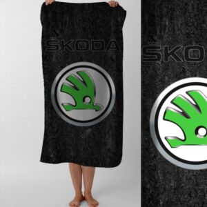 Рушник Шкода лого авто емблема  пляжний з принтом ВСІ розміри