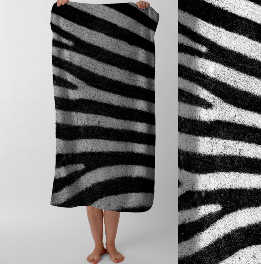 Рушник Шкіра хутро шерсть зебри  пляжний з принтом ВСІ розміри