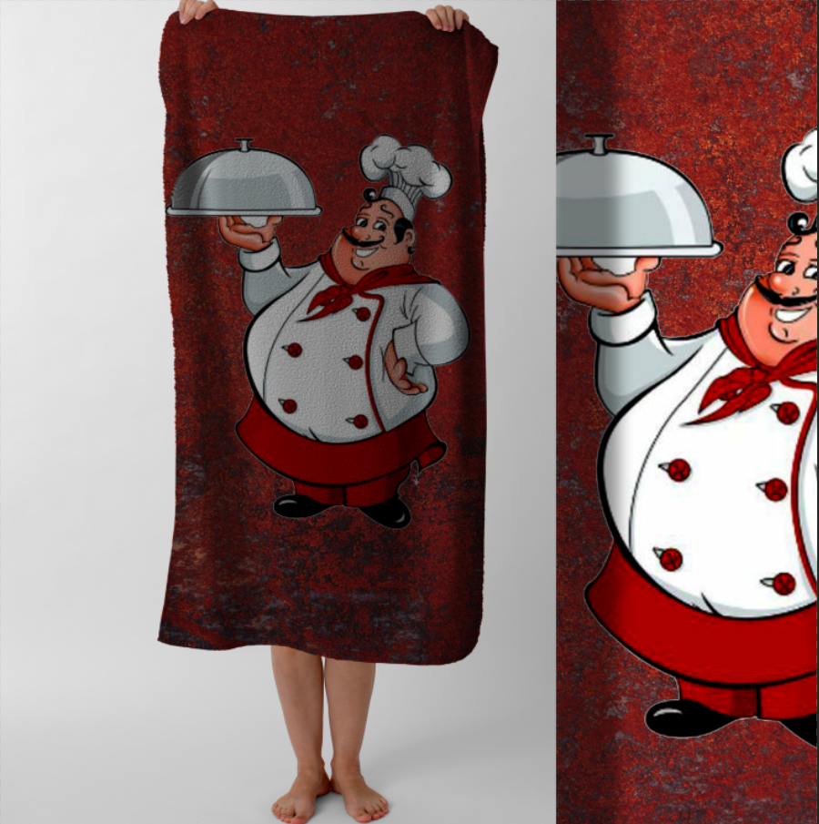 Рушник Шеф кухар веселий прикольний  пляжний з принтом ВСІ розміри