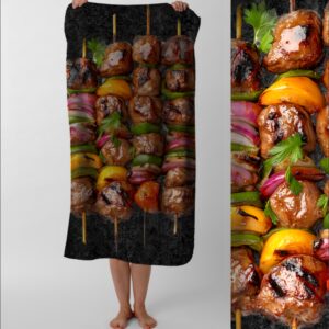 Рушник Шашлик смажене м'ясо  пляжний з принтом ВСІ розміри