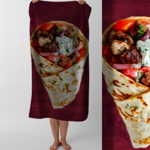 Рушник Шаурма  пляжний з принтом ВСІ розміри