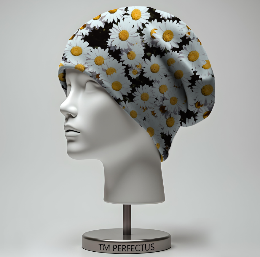 Шапка біні Білі ромашки квіти Всі розміри Всі сезони