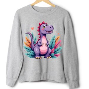 Світшот Яскравий динозавр з листям оверсайз унісекс ВСІ розміри Преміум тканина