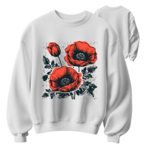 Світшот Маки червоні квіти акварель оверсайз унісекс ВСІ розміри Преміум тканина