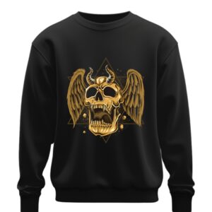 Світшот Готика череп золотий з рогами та крилами символи оверсайз унісекс ВСІ розміри Преміум тканина