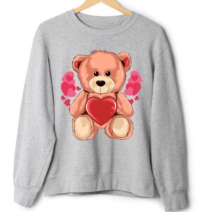 Світшот Валентинка іграшковий ведмедик з серцями оверсайз унісекс ВСІ розміри Преміум тканина