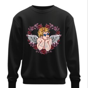 Світшот Валентинка з крутим янголом купідоном з тату серце оверсайз унісекс ВСІ розміри Преміум тканина