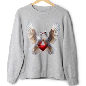 Світшот Білі голуби з серцем валентинка пташки оверсайз унісекс ВСІ розміри Преміум тканина