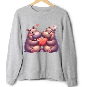 Світшот Бегемотики валентинка з серцями оверсайз унісекс ВСІ розміри Преміум тканина