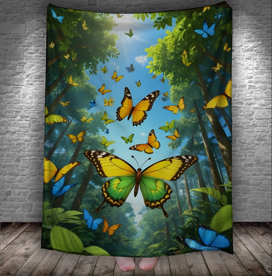 Плед Яскраві метелики в лісі 150х200 см