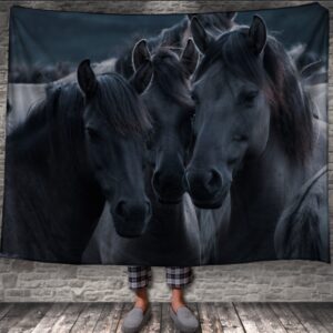 Плед Чорні красиві коні 150х200 см