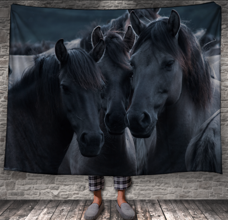 Плед Чорні красиві коні 150х200 см