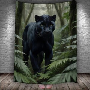 Плед Чорна пантера зелений ліс природа 150х200 см