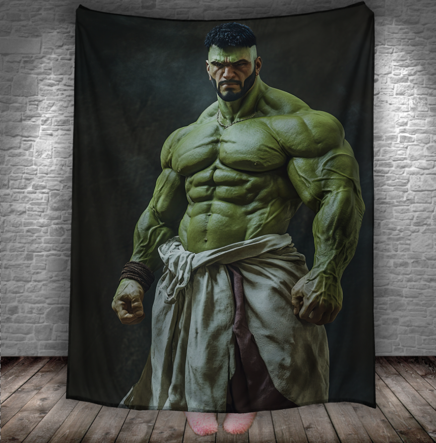 Плед Чоловік бодібілдер з м'язами зелена шкіра 150х200 см