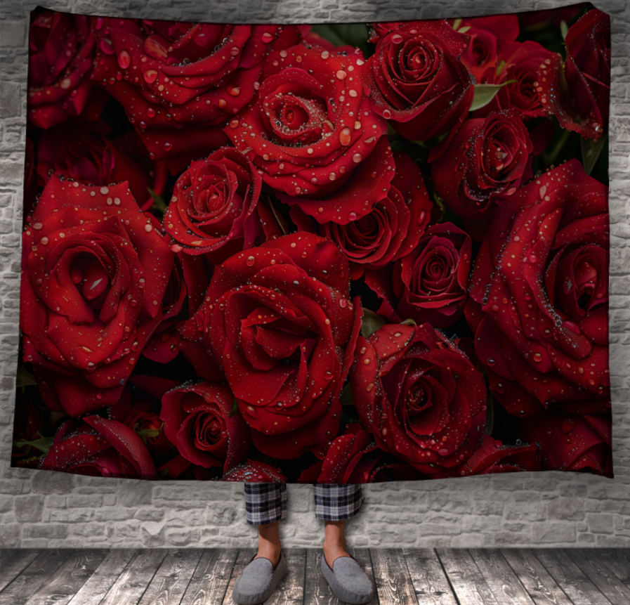 Плед Червоні троянди з краплями роси 150х200 см