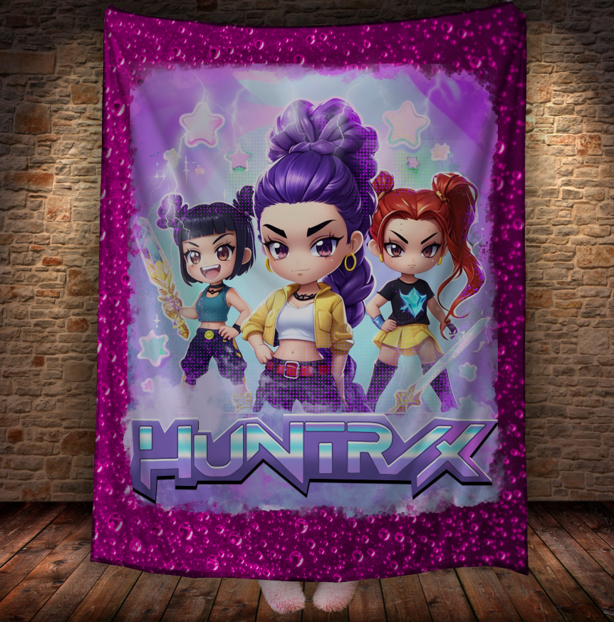 Плед Хантрікс Huntrix Аніме Кейпоп мисливиці на демонів 2 150х200 см