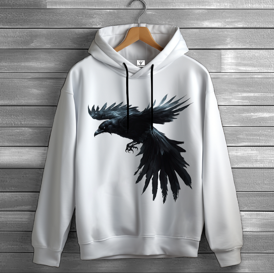 Толстовка Чорний ворон птах оверсайз унісекс худі ВСІ розміри Преміум тканина