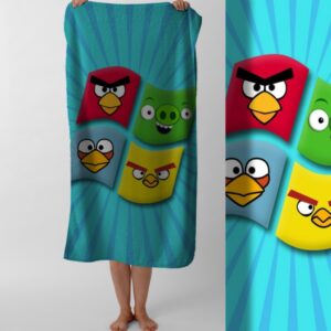Рушник Angry Birds Енгрі Бердс гра злі птахи 5  пляжний з принтом ВСІ розміри
