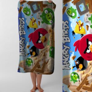 Рушник Angry Birds Енгрі Бердс гра злі птахи  пляжний з принтом ВСІ розміри