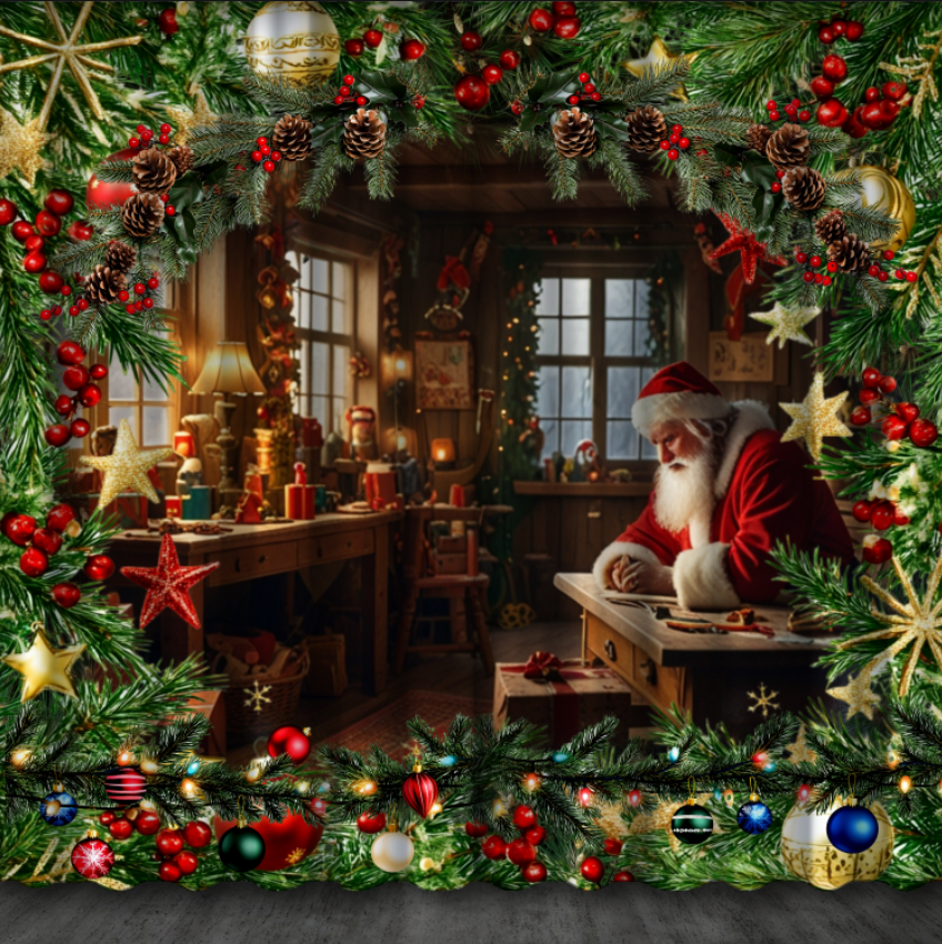 Штори Майстерня Санти ялинка сніжинки 3 Новорічні Різдвяні святковий декор