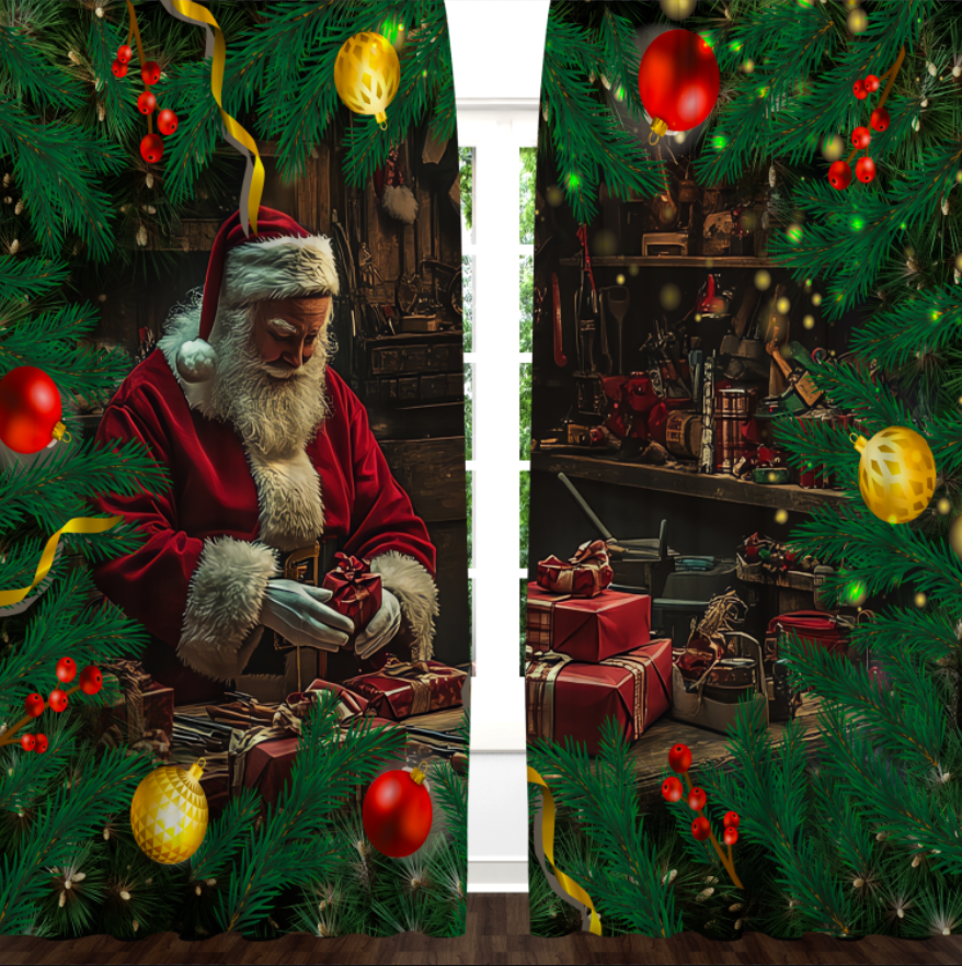 Штори Майстерня Санти ялинка Новорічні Різдвяні святковий декор