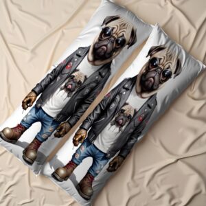 Дакімакура подушка обіймашка Мопс собака крутий брутальний рокер 40х100 см.