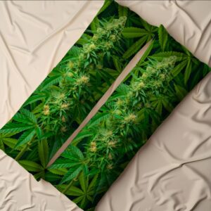 Дакімакура подушка обіймашка Зелені веселі листя растаман 1 40х100 см.