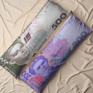 Дакімакура подушка обіймашка Гривні двісті п'ятсот гривень гроші банкноти 40х100 см.