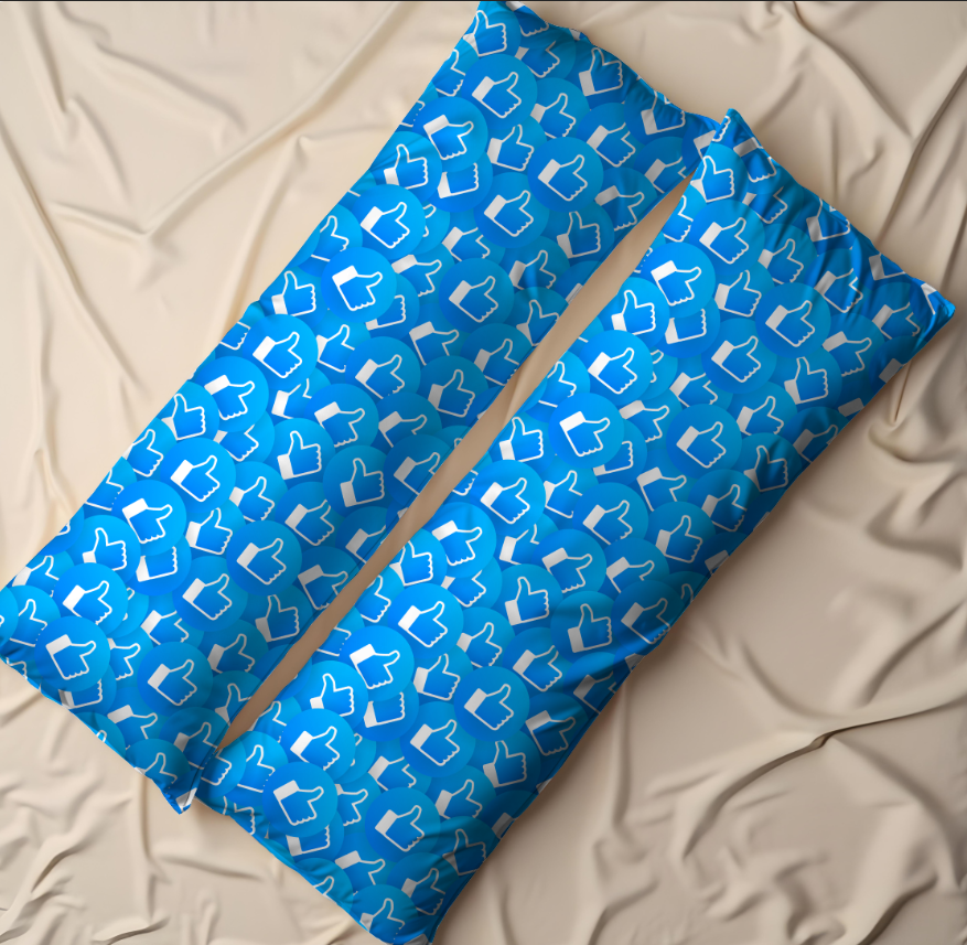 Дакімакура подушка обіймашка Блакитні лайки знаки соцмереж 40х100 см.