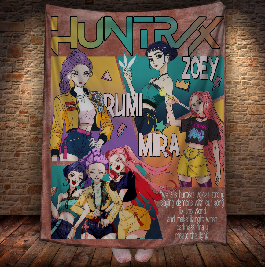 Плед "Хантрікс Huntrix аніме кейпоп мисливиці на демонів 065" 150х200 см
