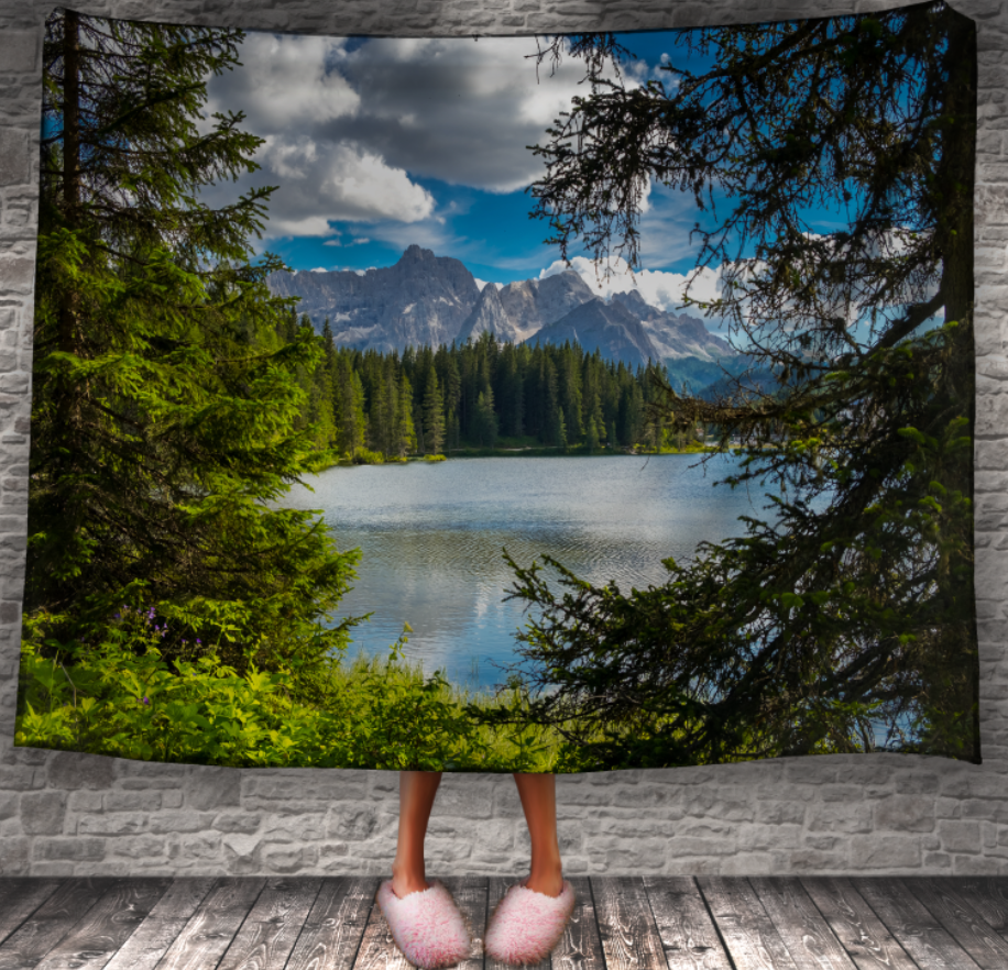 Плед "Природа пейзаж ліс дерева озеро" 150х200 см