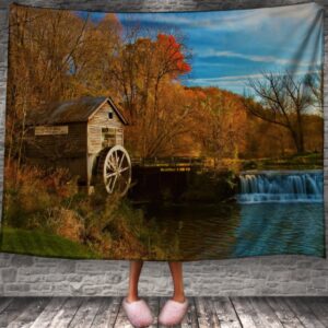 Плед "Природа пейзаж водоспад млин ліс" 150х200 см