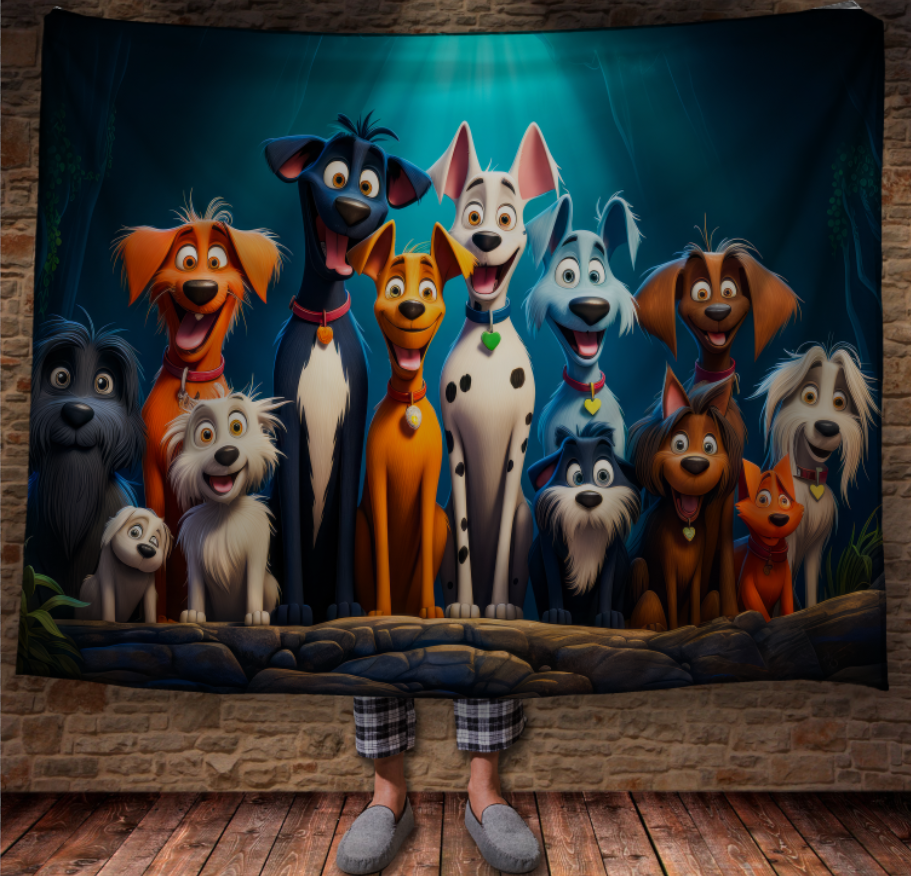 Плед "Мультяшні песики собаки різних пород" 150х200 см