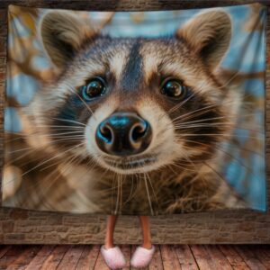 Плед "Єнот прикольний портрет морда крупний план тварини" 150х200 см