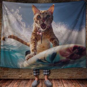 Плед "Веселий кіт займається серфінгом на дошці для серфінгу" 150х200 см