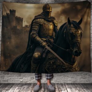 Плед "Вершник на чорному коні лицар в обладунках" 150х200 см