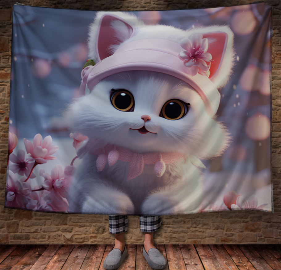 Плед "Біле кошеня тварина" 150х200 см