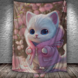 Плед "Біле кошеня в рожевому одязі" 150х200 см