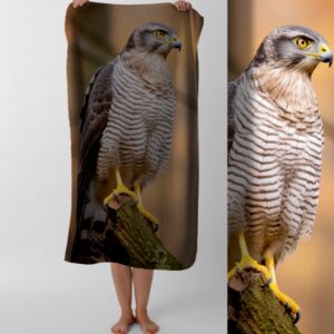 Рушник Яструб птах  пляжний з принтом ВСІ розміри