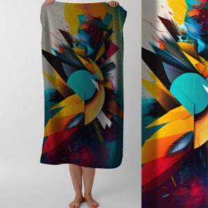 Рушник Абстрактні яскраві барвисті геометричні форми 2  пляжний з принтом ВСІ розміри