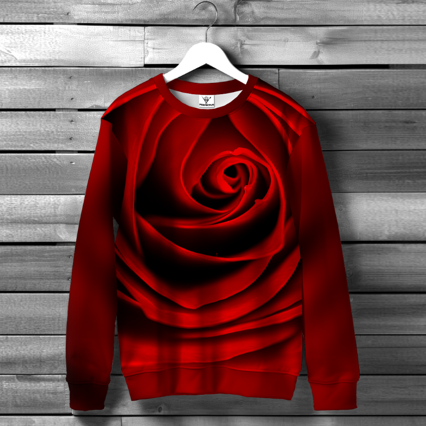 Світшот Червоний бутон троянди квітка ВСІ Розміри Преміум тканина